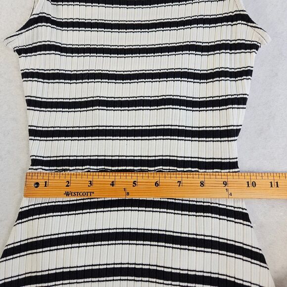 Volcom Mini Dress Womens M Black White Stone Stripe Open Back Stretch Summer - Picture 8 of 16
